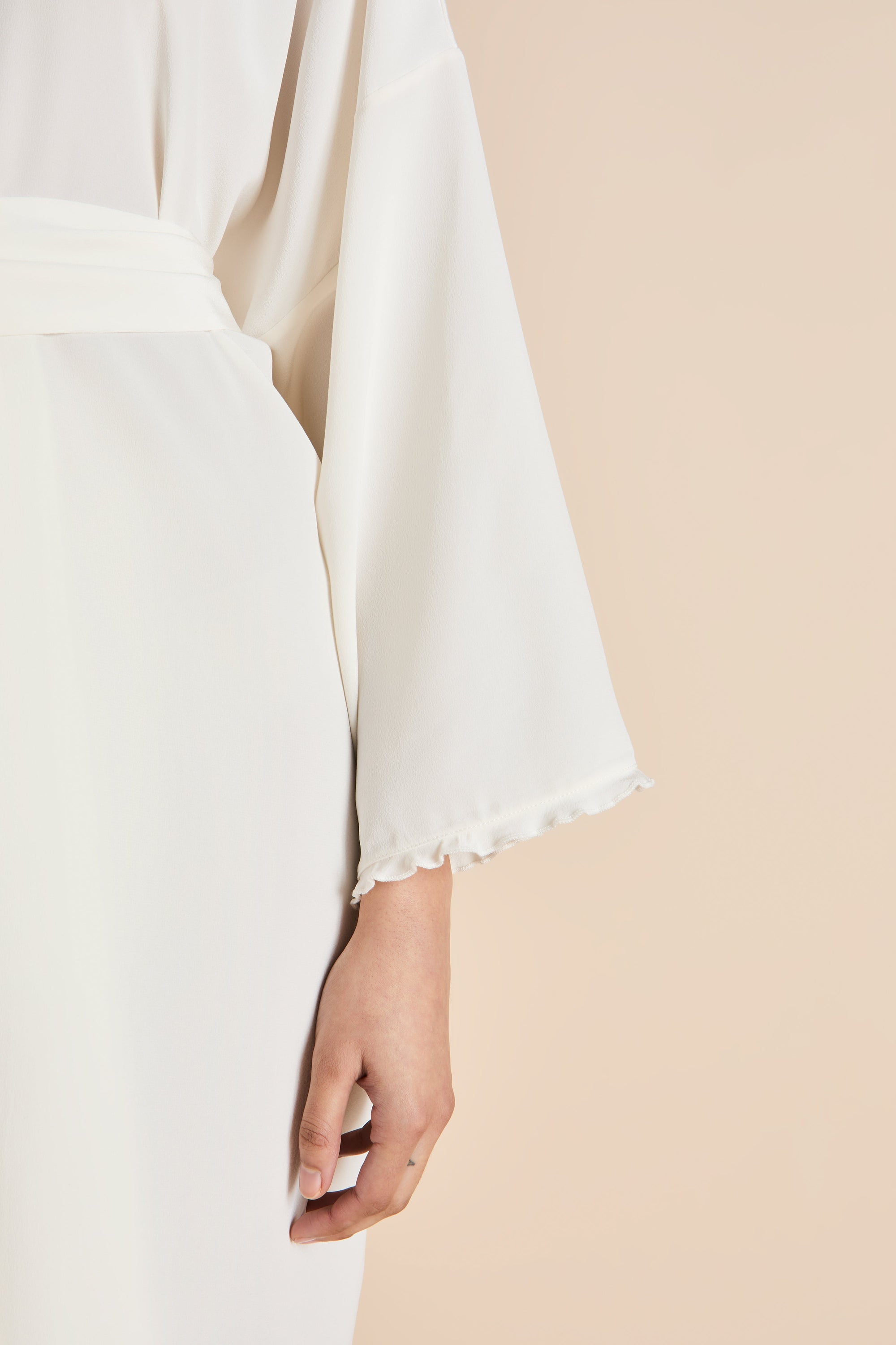 Mimi Ivory Ladies Woven Short Robe - 2