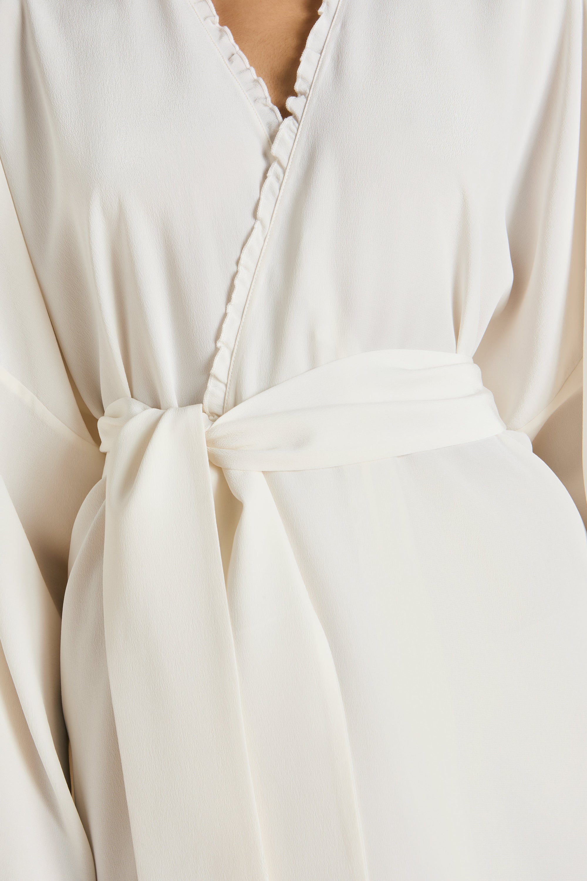 Mimi Ivory Ladies Woven Short Robe - 3