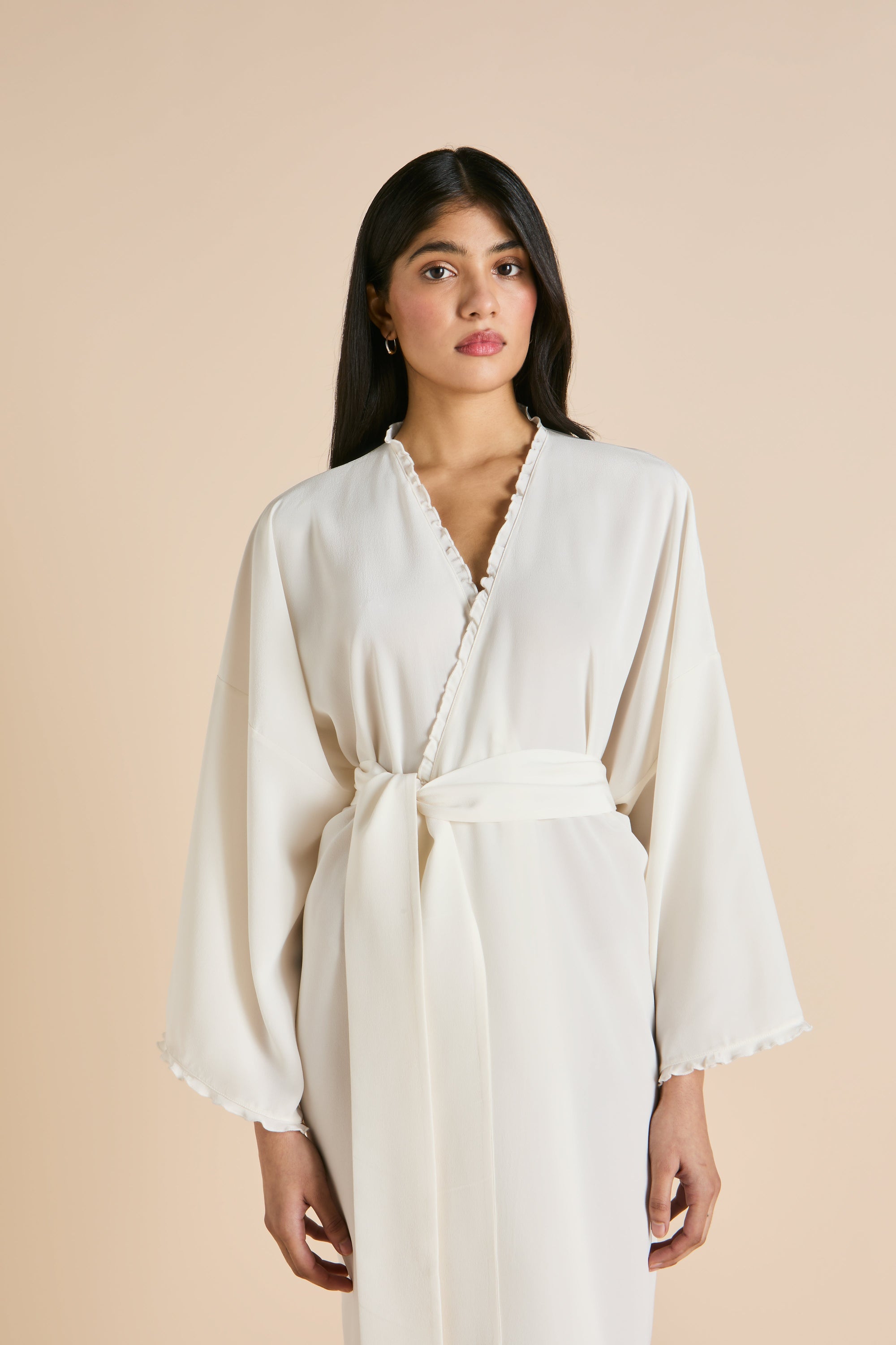 Mimi Ivory Ladies Woven Short Robe - 4