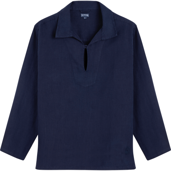 Linen Peajacket Solid - Vilebrequin x Ines de la Fressange - Navy - 1
