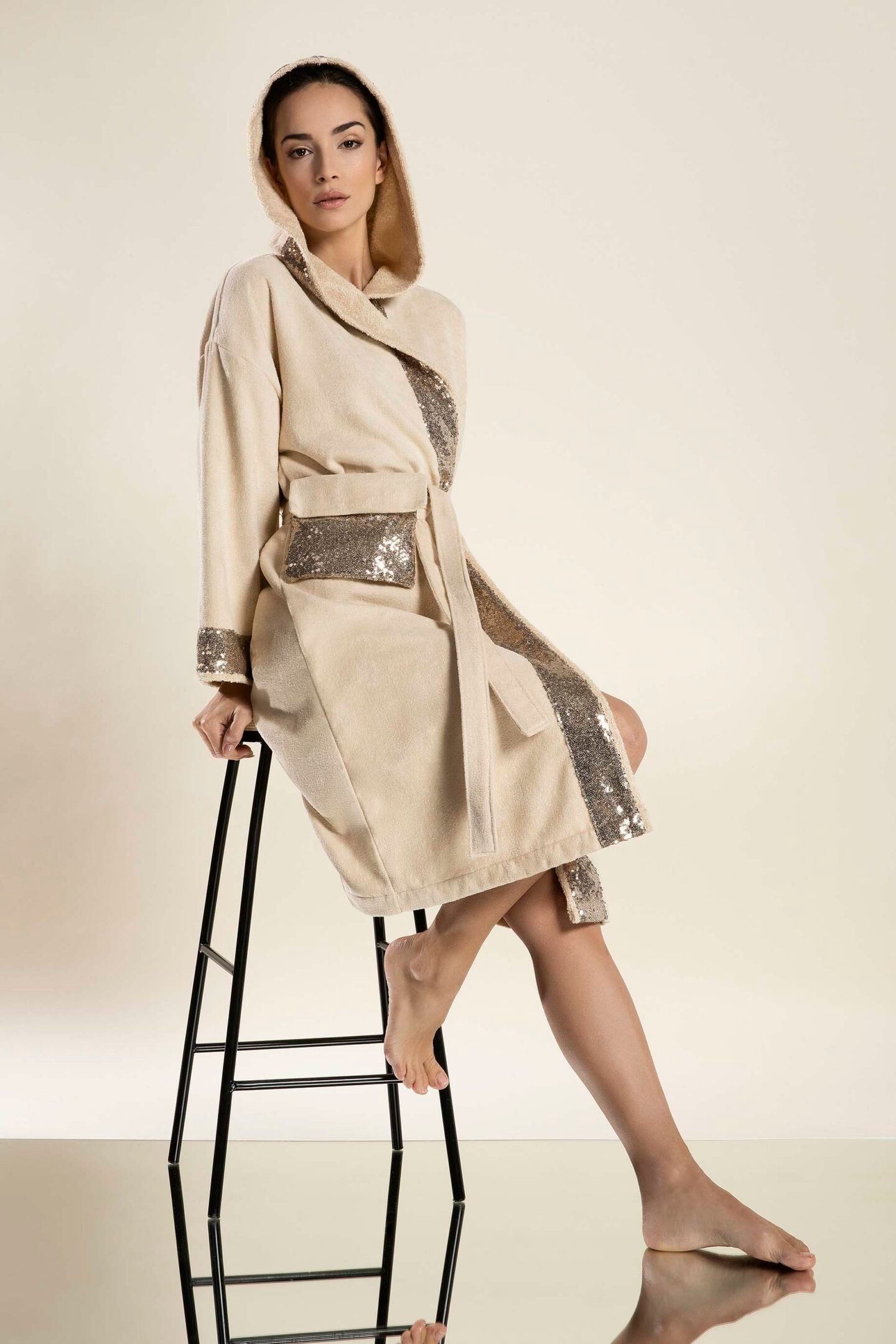 Sequin bathrobe - Beige - 1