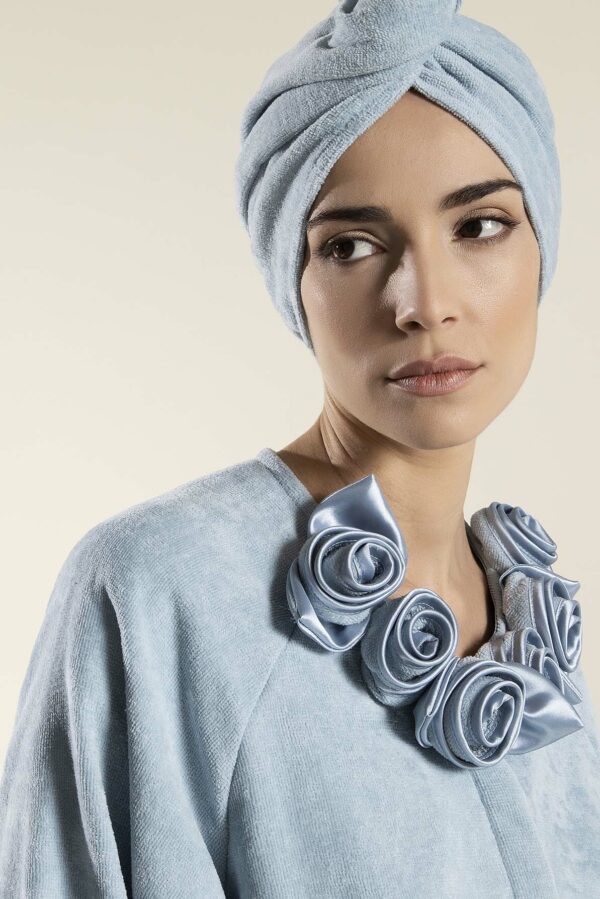 Roses bathrobe - Light Blue - 2
