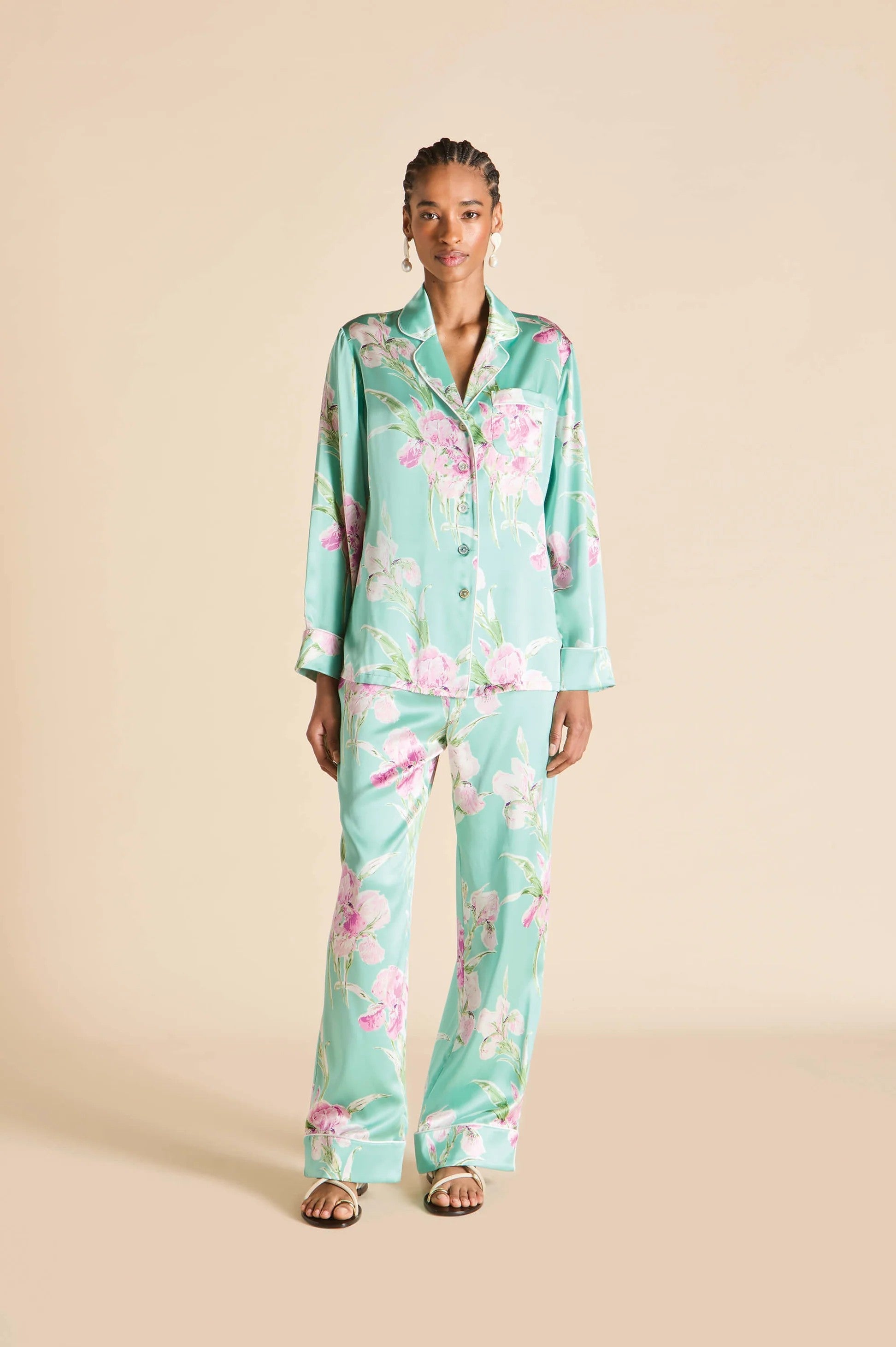 Lila Abalone Turquoise Floral Pajamas - 1
