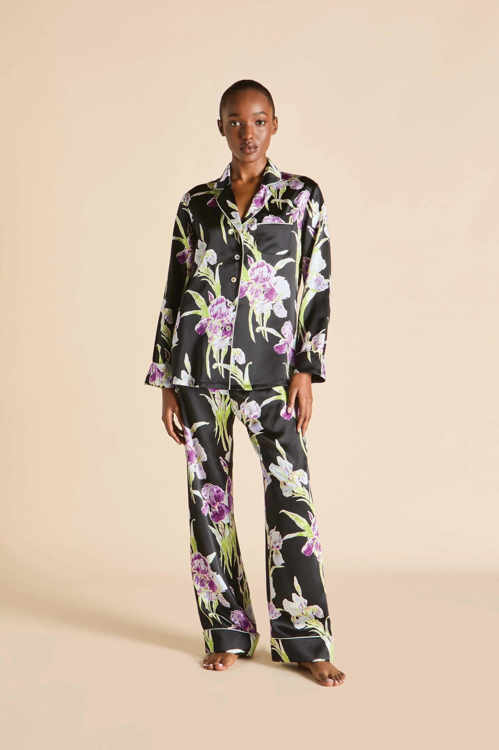 Lila Athena Black Floral Pajamas - 1