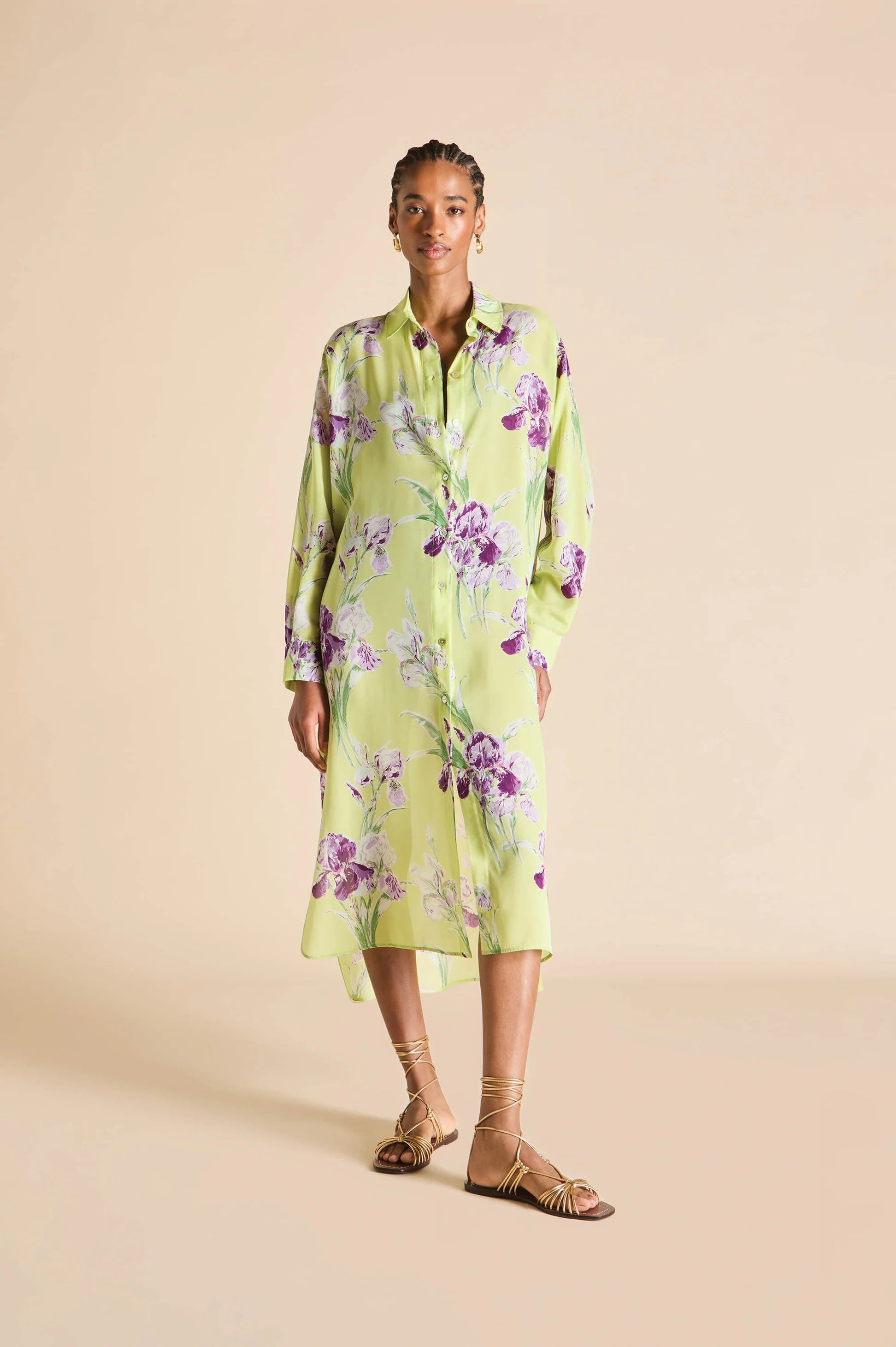 Phoebe Sundial Green Floral Shirt Dress - 1