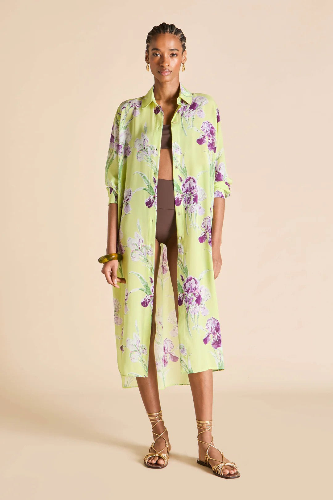 Phoebe Sundial Green Floral Shirt Dress - 2