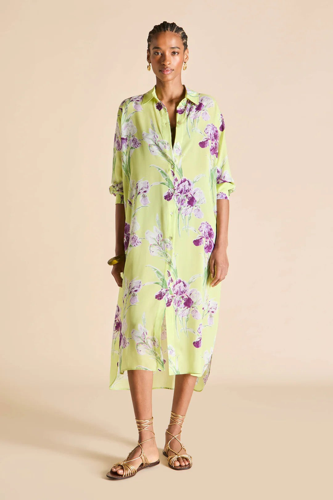 Phoebe Sundial Green Floral Shirt Dress - 3