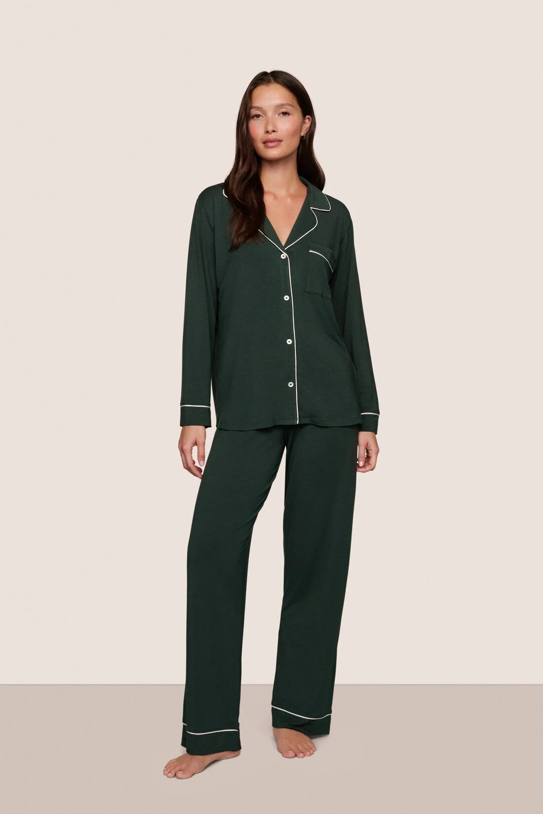 Gisele TENCEL™ Modal Long PJ Set - Dark Green - 1