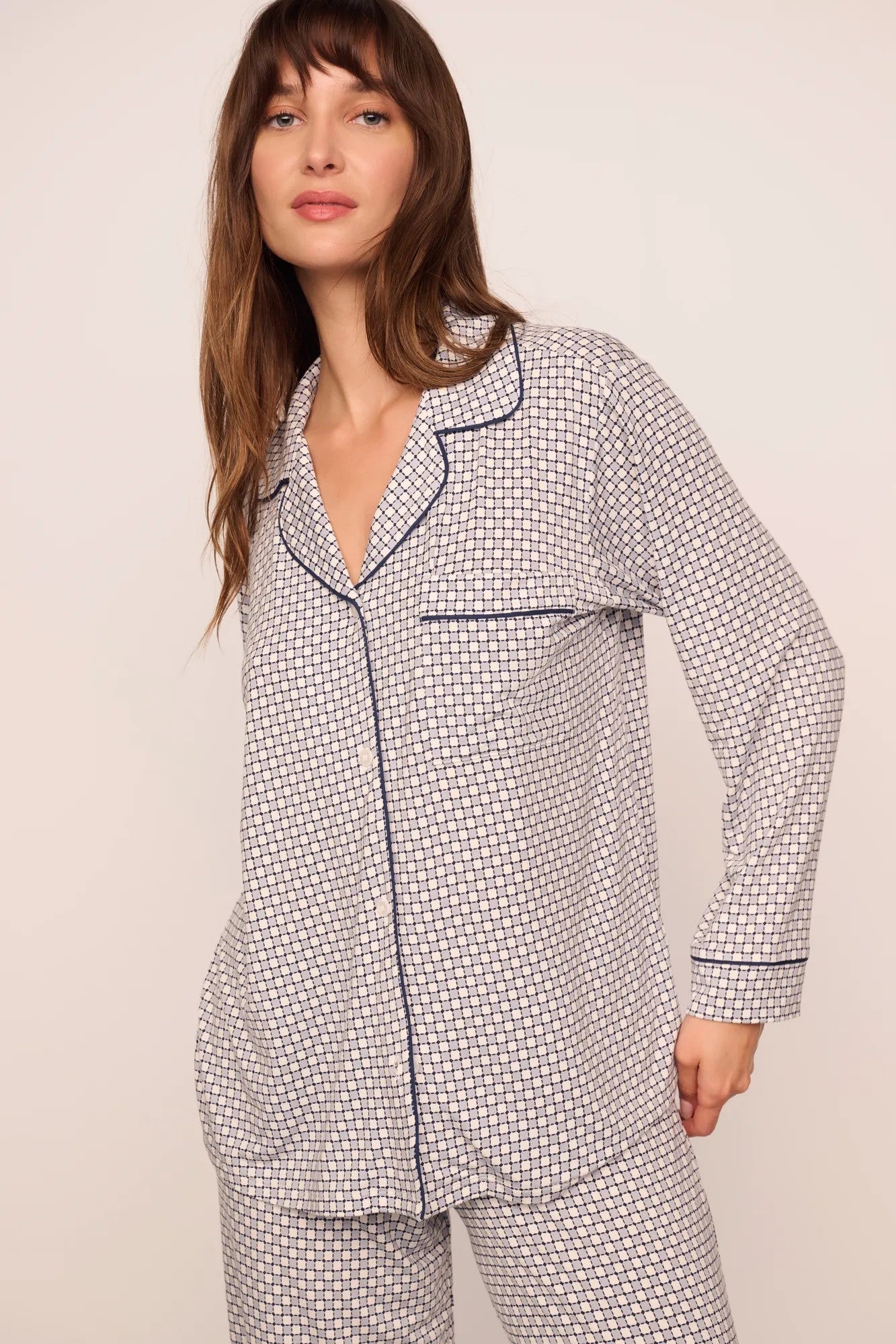 Gisele Printed TENCEL™ Modal Long PJ Set - Gray - 2