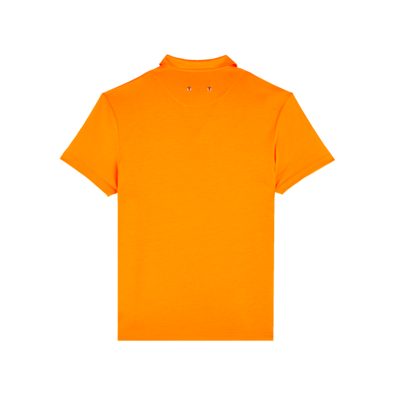 Men Tencel Polo Shirt Solid - Orange - 4