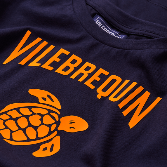 Men Cotton T-shirt Embossed Vilebrequin Logo - Navy - 5