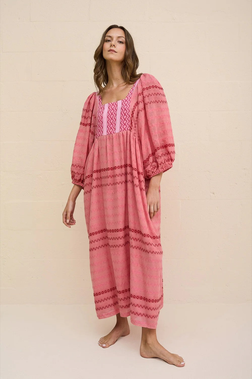 Patchwork Prairie Dress - Pink - 2