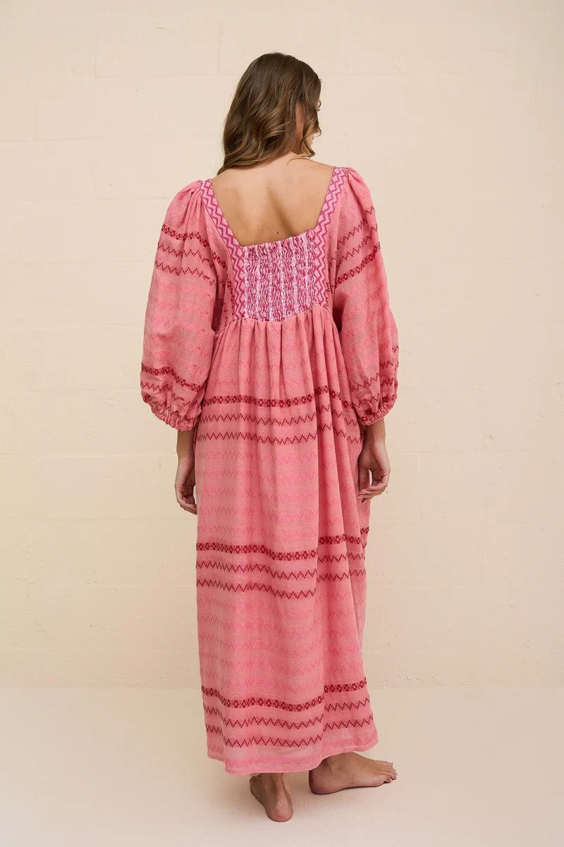 Patchwork Prairie Dress - Pink - 4