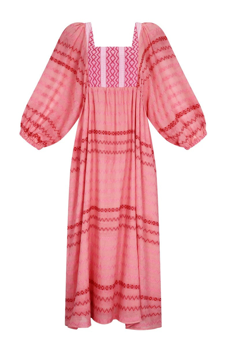 Patchwork Prairie Dress - Pink - 5