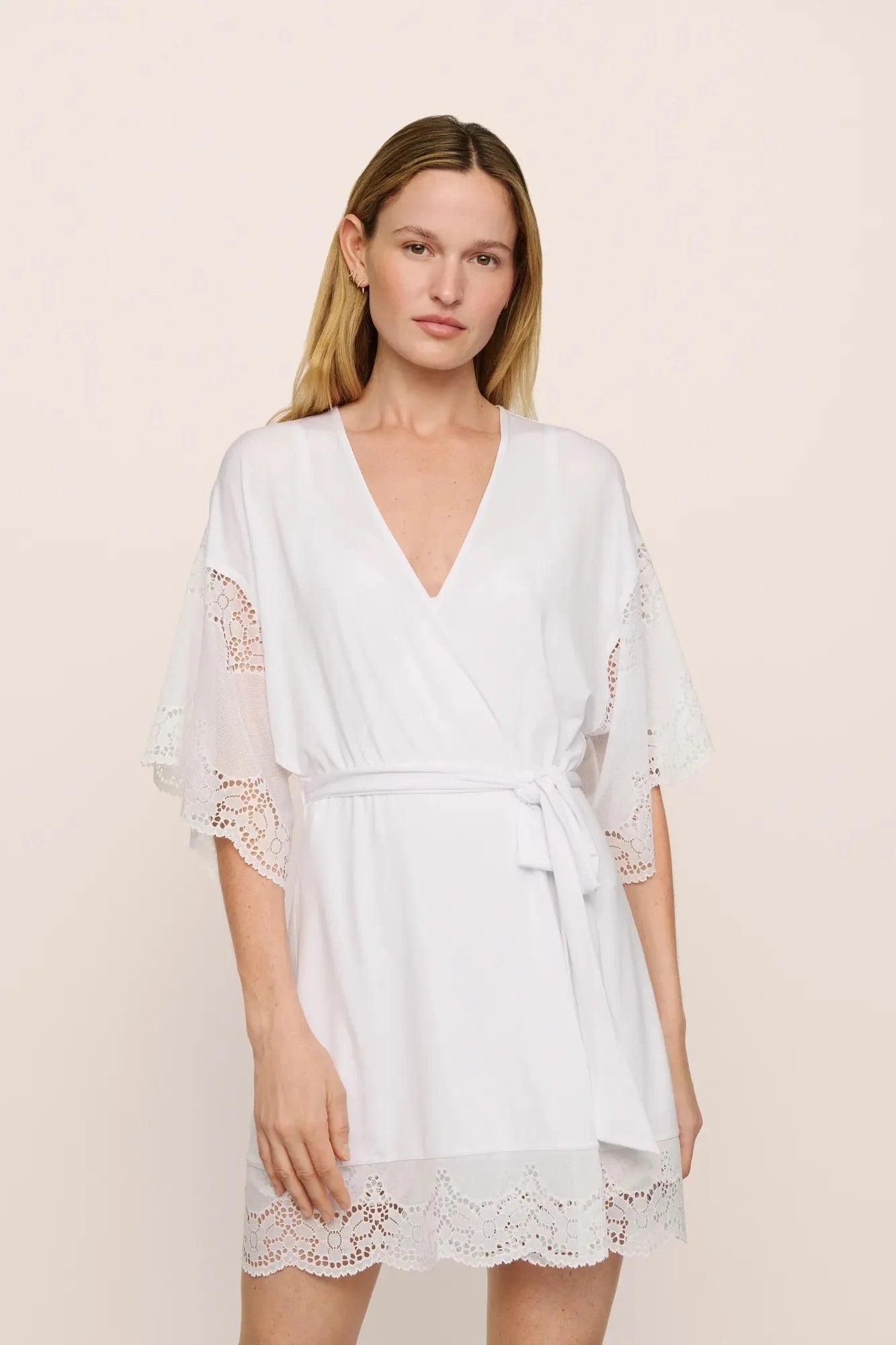 Beatrix TENCEL™ Modal Robe with Chemise - White - 2