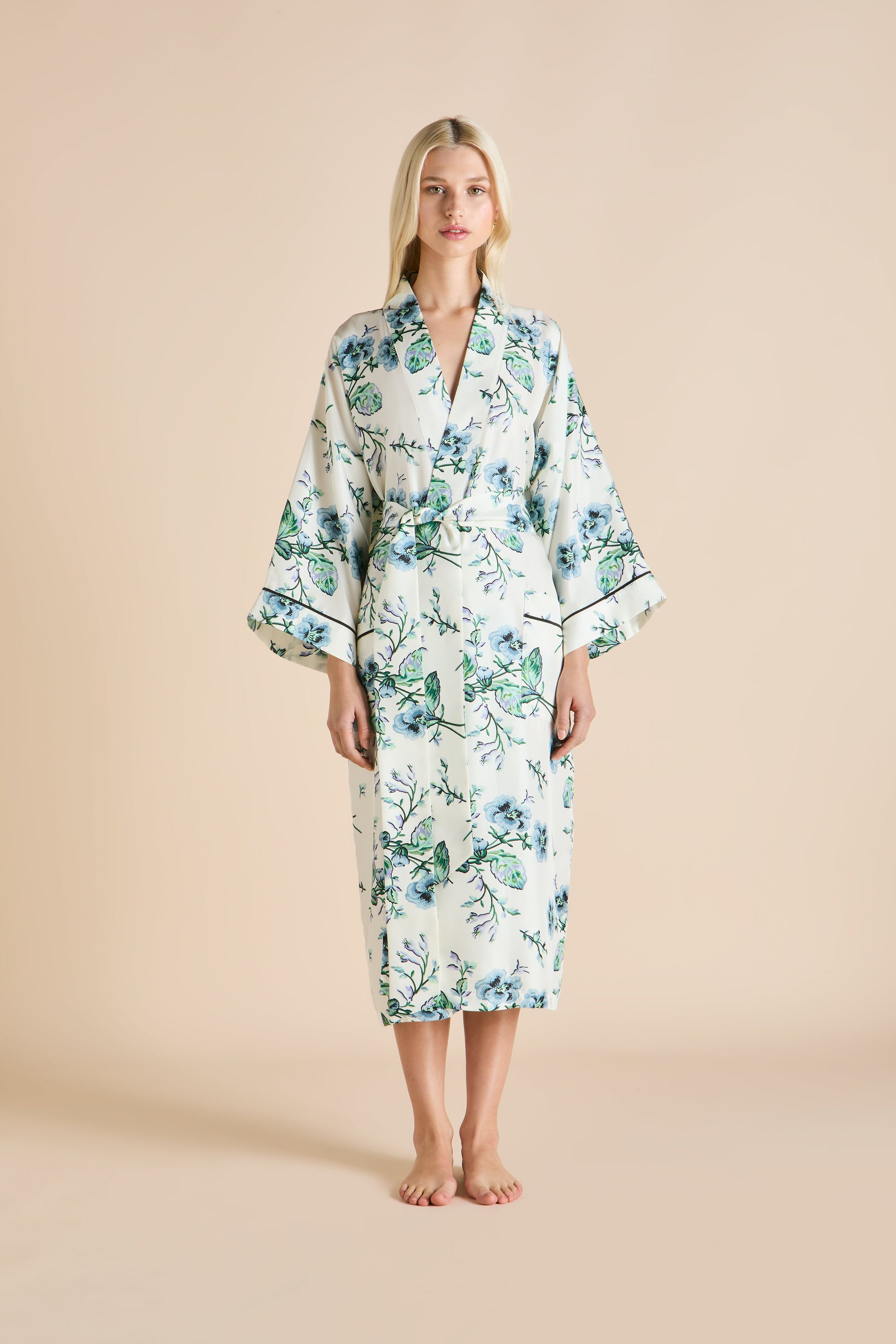Sabine Caldwell Ladies Woven Long Robe - Ivory - 1