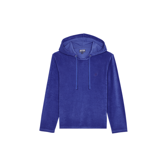 Men Terry Long-sleeves Hooded T-shirt - Blue - 4