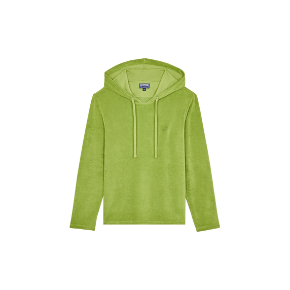 Men Terry Long-sleeves Hooded T-shirt - Green - 4
